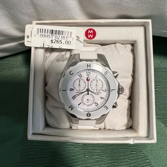 NO BOX Michele Tahitian Jelly Watch White MWW12D000011 Michele Tahitian Jelly Bean Womens Luxury Watch  main image 3